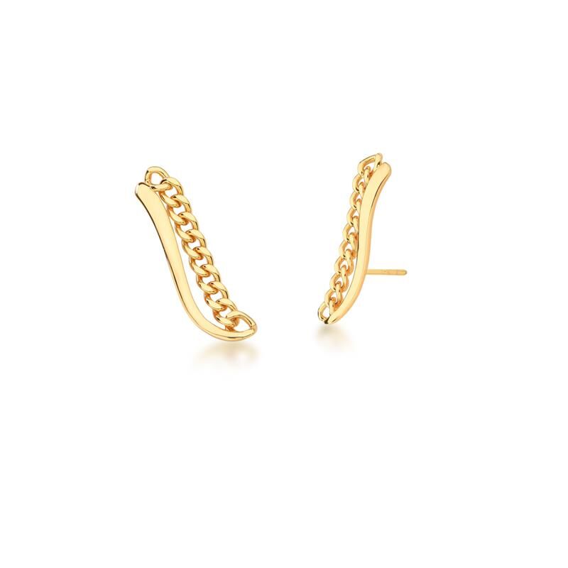 BRINCO EAR CUFF EM ELOS GROUMET BANHADO A OURO