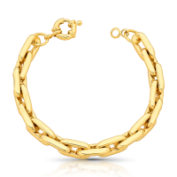 PULSEIRA COM ELOS RETANGULARES VAZADOS BANHO OURO 18K