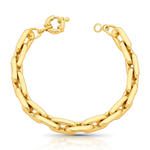 PULSEIRA COM ELOS RETANGULARES VAZADOS BANHO OURO 18K