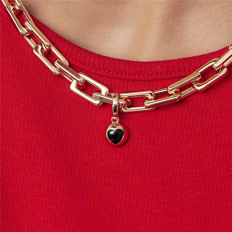 PINGENTE DE CORAÇÃO ABAULADO E ESMALTADO COM FECHO