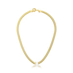 COLAR MALHA SNAKE COM CRISTAL QUADRADO BANHADO A OURO