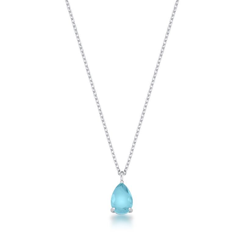 COLAR COM PINGENTE CRISTAL DE GOTA AZUL CLARO