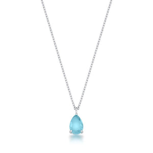 COLAR COM PINGENTE CRISTAL DE GOTA AZUL CLARO