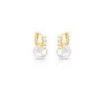 ARGOLA CURVA COM CRISTAIS REDONDOS E PÉROLA SHELL