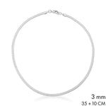 Choker Fita em Ródio Branco 3mm Tamanho: 35cm + 10cm(extensor)