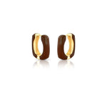ARGOLA RETANGULAR E ESMALTADA MARROM