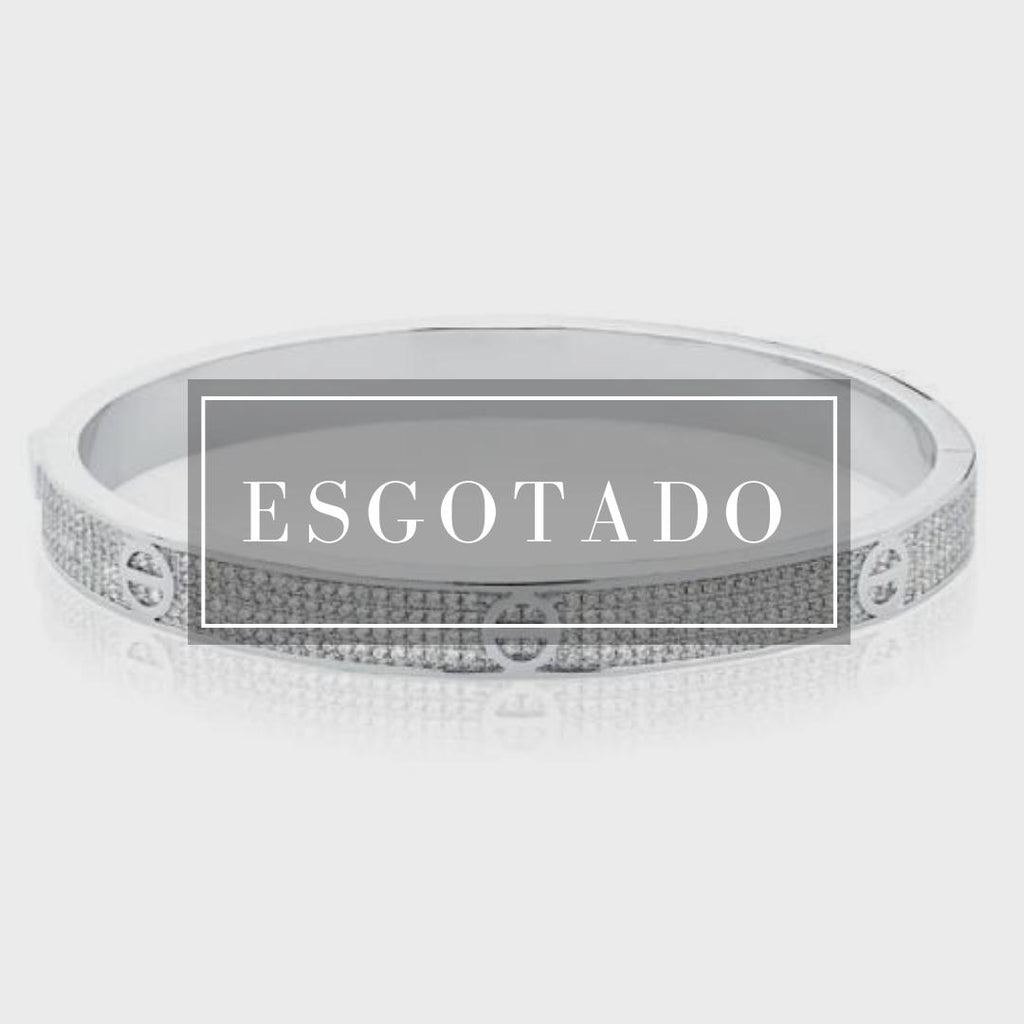 BRACELETE CRAVEJADO RÓDIO BRANCO