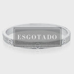 BRACELETE CRAVEJADO RÓDIO BRANCO