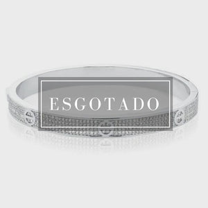 BRACELETE CRAVEJADO RÓDIO BRANCO