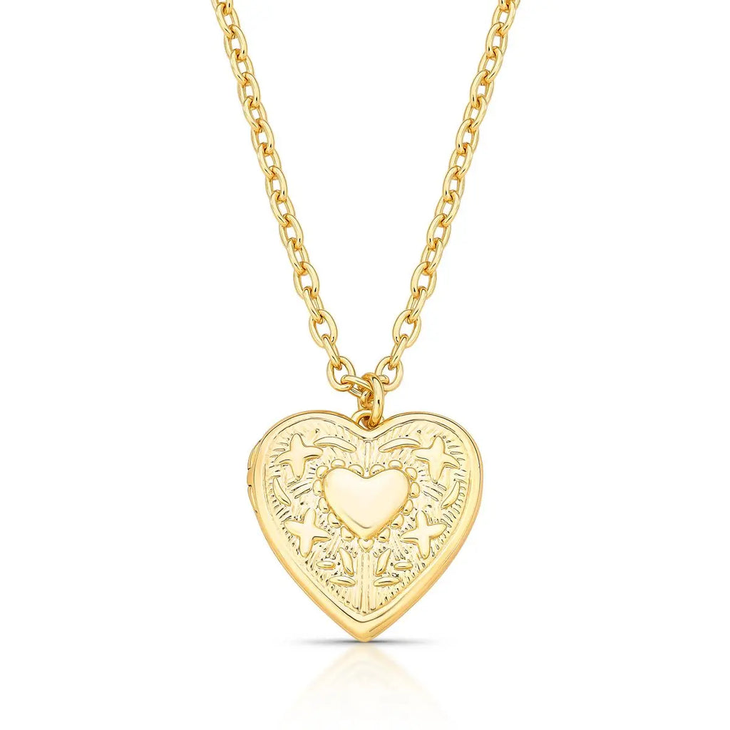 COLAR COM PINGENTE RELICÁRIO DE CORAÇÃO TEXTURIZADO