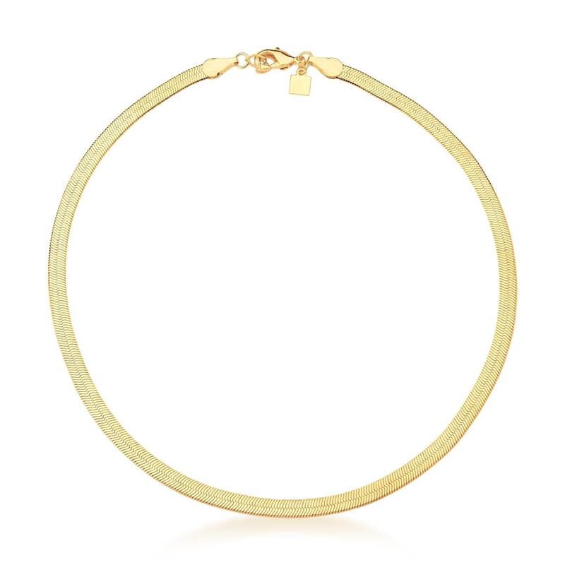 CHOKER EM MALHA 4MM LAMINADA LISA 35cm com extensor