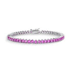 PULSEIRA RIVIERA ROSA PINK 3 PONTAS COM ZIRCÔNIAS REDONDAS 3MM