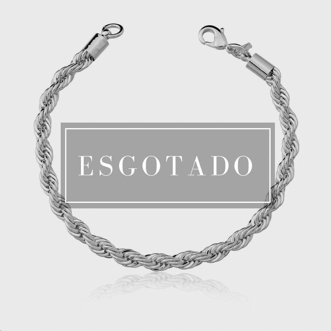 Pulseira Cordão Baiano Ródio Branco 4mm