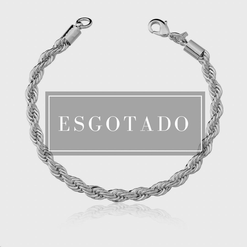 Pulseira Cordão Baiano Ródio Branco 4mm