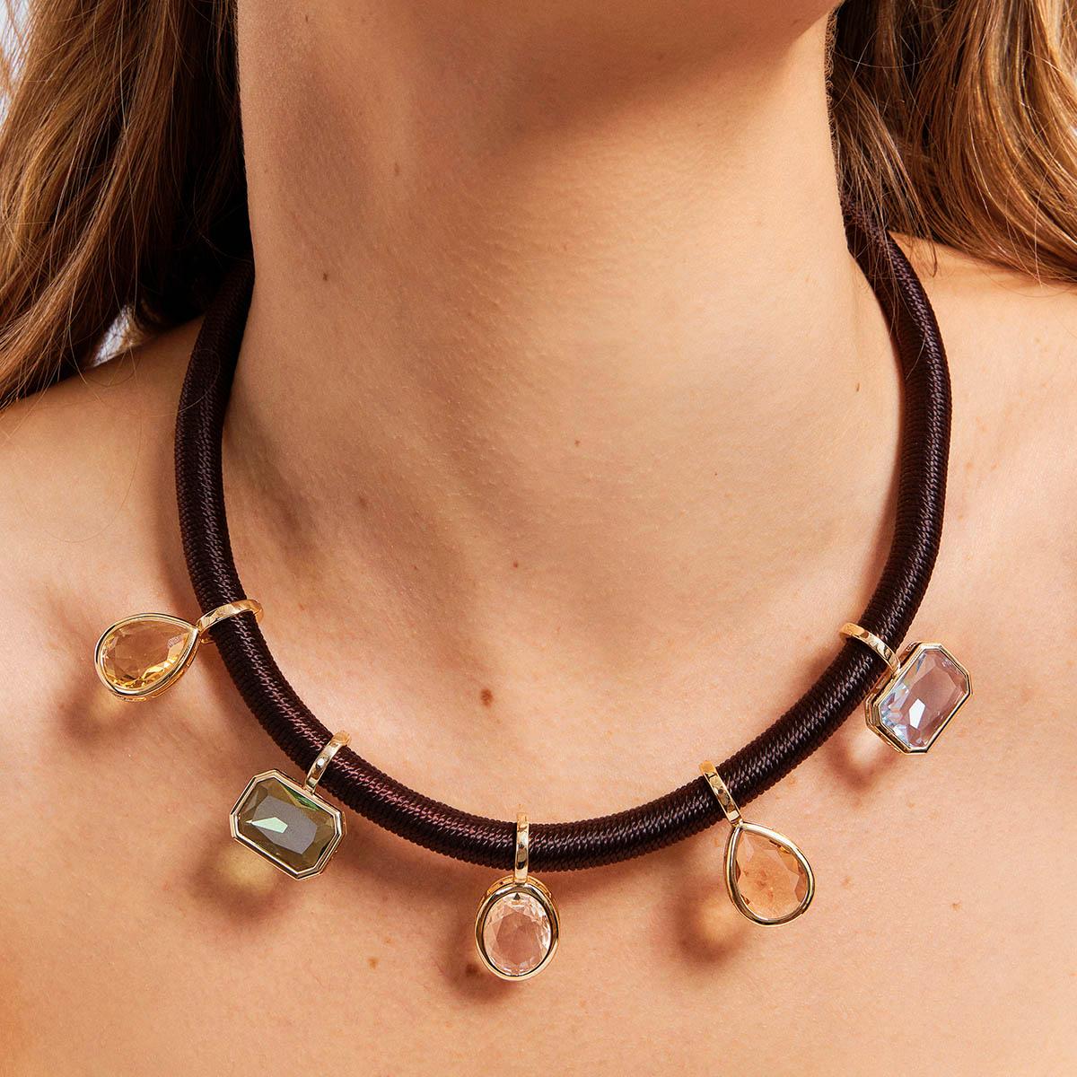 Pingente Gota Cristal e Fecho Click