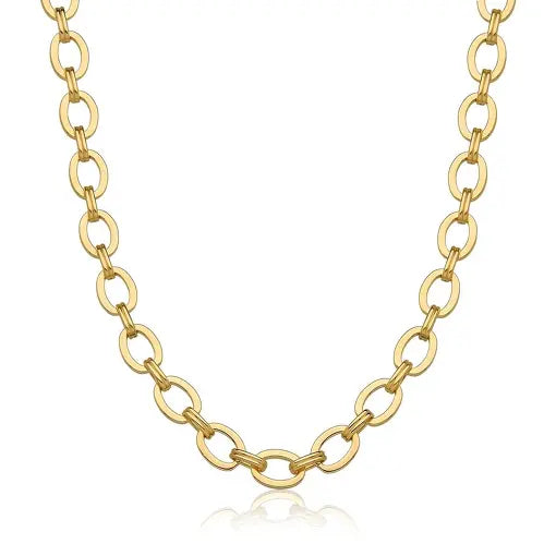 CORRENTE COM ELOS LISOS E FECHO BOIA BANHADA A OURO