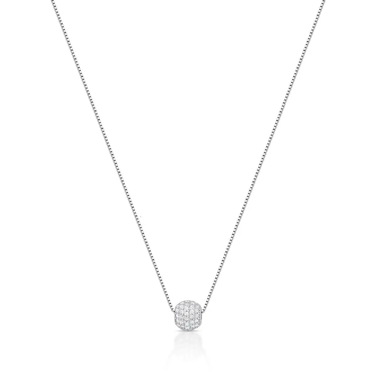 COLAR PRATA 925 COM PINGENTE DE ESFERA EM ZIRCÔNIAS