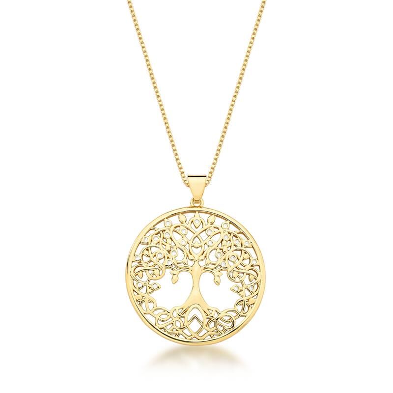 COLAR COM PINGENTE DE ÁRVORE DA VIDA BANHADO A OURO
