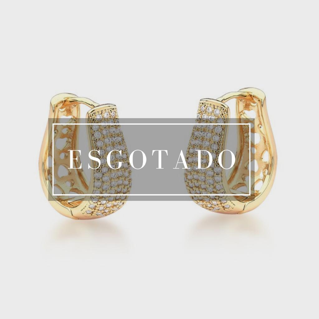 ARGOLA COM SEIS FILEIRAS DE ZIRCÔNIAS BRANCAS BANHADA A OURO 18K