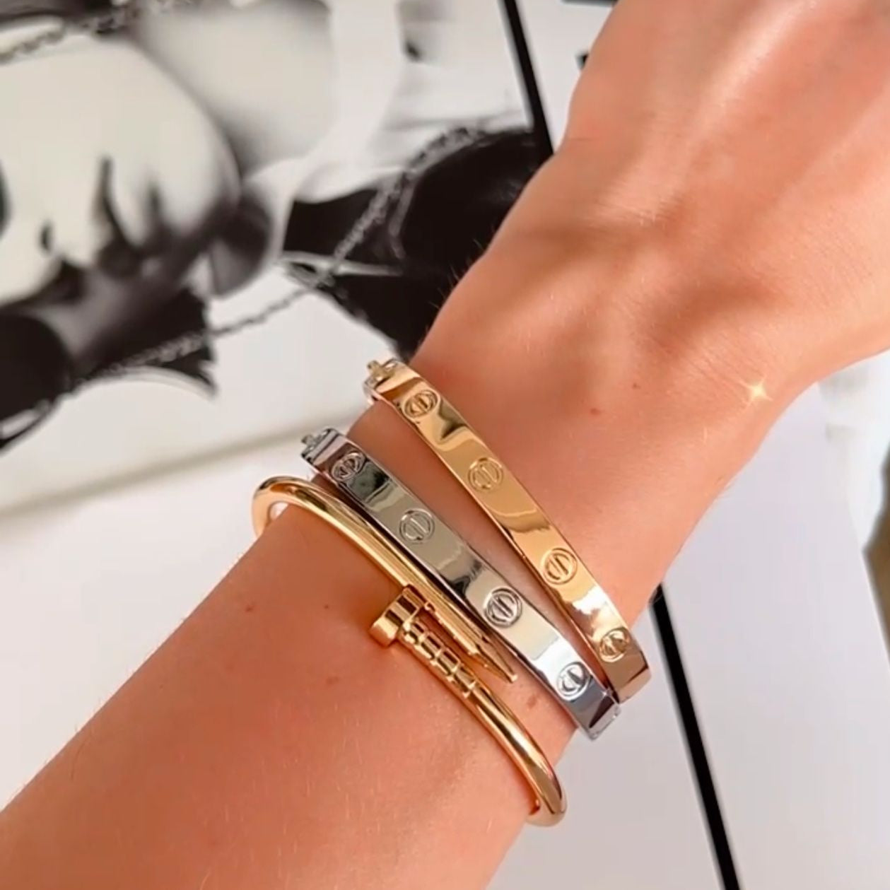 BRACELETE INSPIRAÇÃO CARTIER DOURADO 7MM