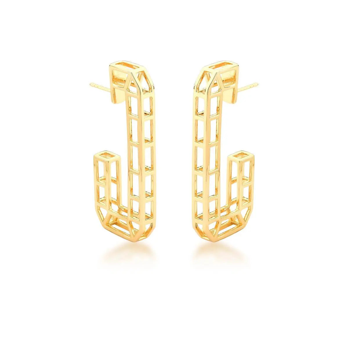 MEIA ARGOLA TRABALHADA E VAZADA BANHADA A OURO