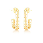 MEIA ARGOLA TRABALHADA E VAZADA BANHADA A OURO