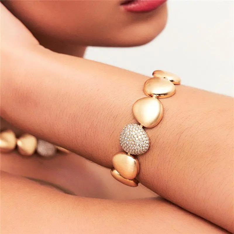 Pulseira Maleável com Detahe em Zircônia Cravejada