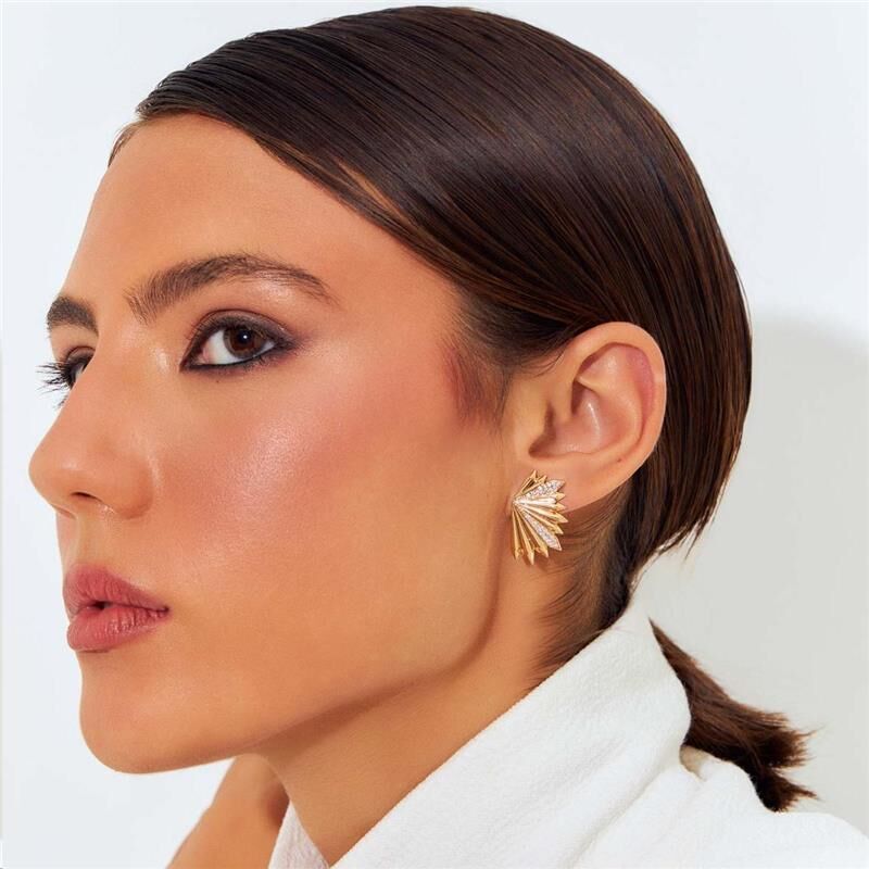 BRINCO LEQUE COM CRAVEJADO DE ZIRCÔNIAS