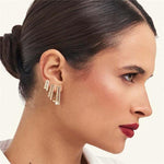 KIT TRÊS PARES DE MEIA ARGOLA CRAVEJADAS BANHADA A OURO