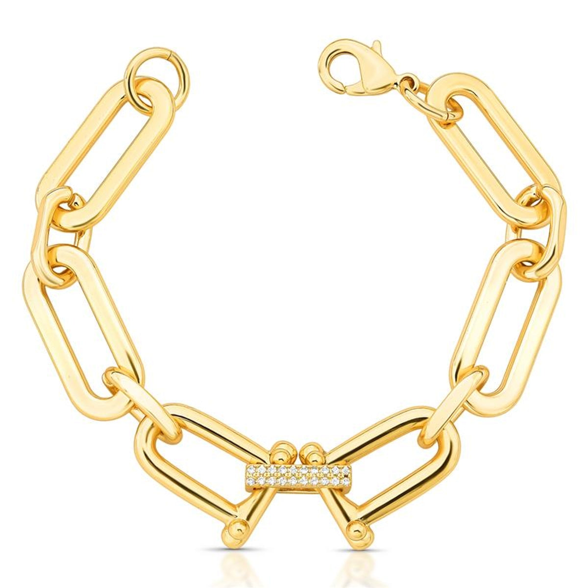 PULSEIRA COM ELOS OVAIS E ZIRCÔNIAS