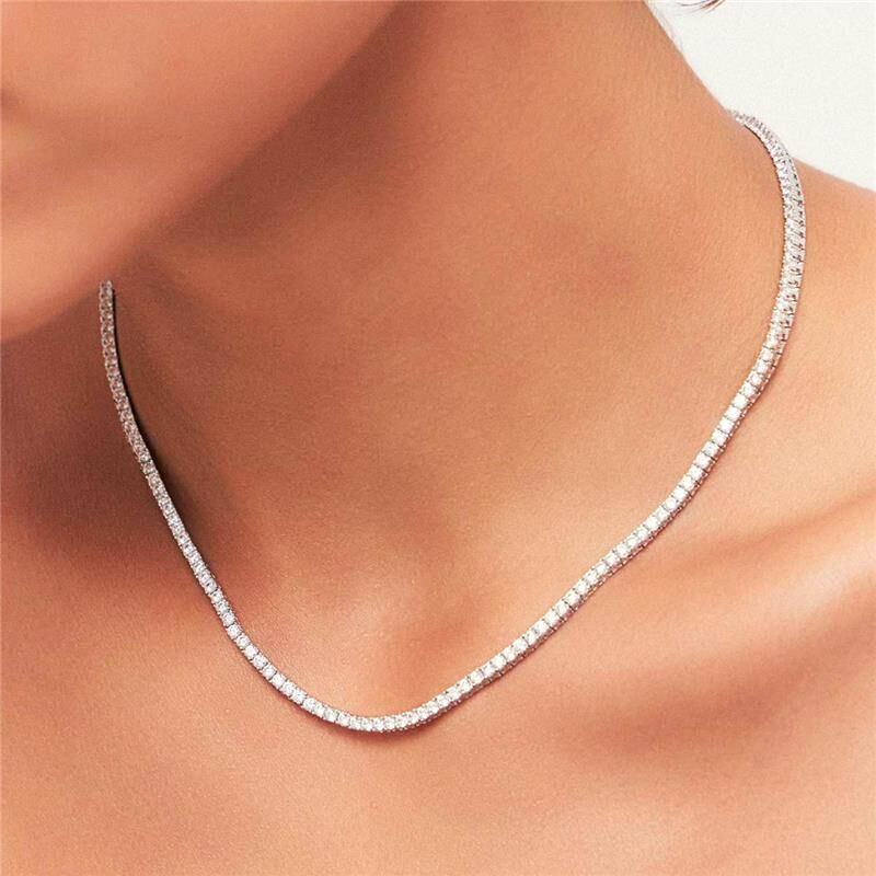 Colar Riviera Zircônia Quadrada 2mm tamanho 40cm