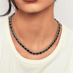 COLAR COM CRISTAIS RETANGULARES BANHADO A RÓDIO