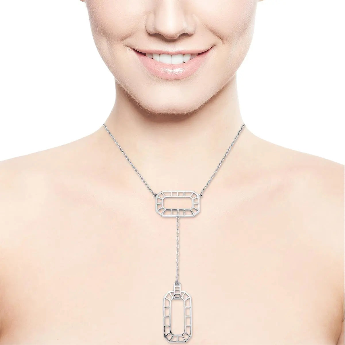 CHOKER COM PINGENTES RETAGULARES RÓDIO BRANCO