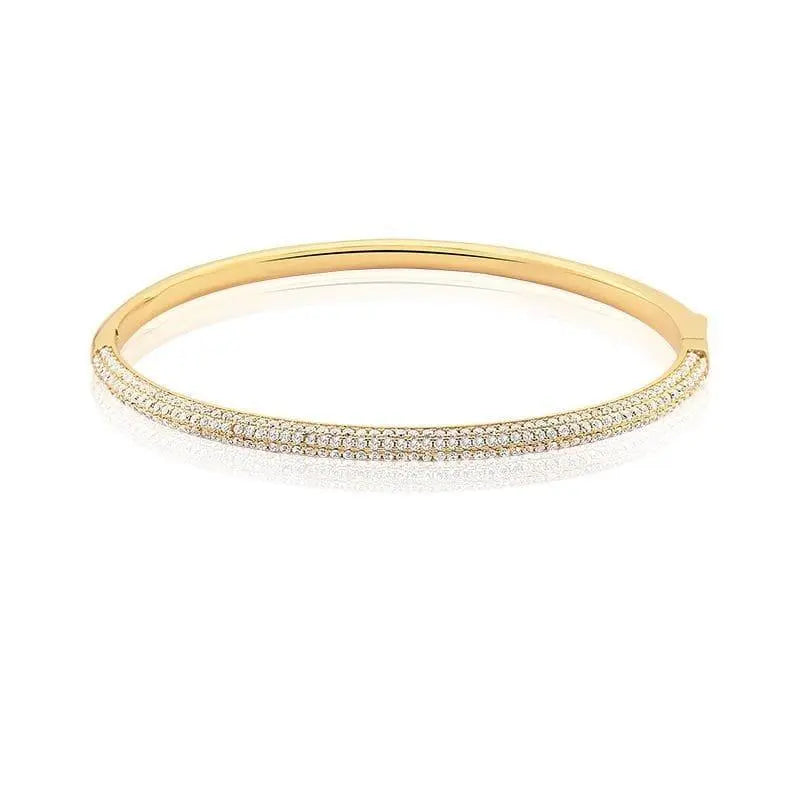 BRACELETE CRAVEJADO COM ZIRCÔNIAS BRANCAS BANHADO A OURO