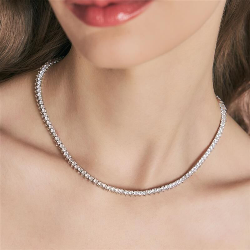 COLAR RIVIERA ZIRCÔNIA 3MM REDONDA COR CRISTAL TAMANHO 46CM