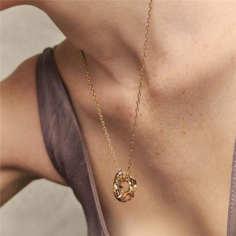 COLAR COM PINGENTE REDONDO FACETADO